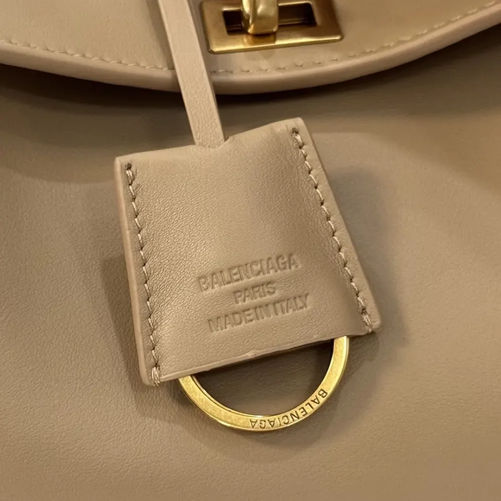 Balenciaga Rodeo Handbag Mini In latte Smooth Calfskin Aged for Women in gold Hardware