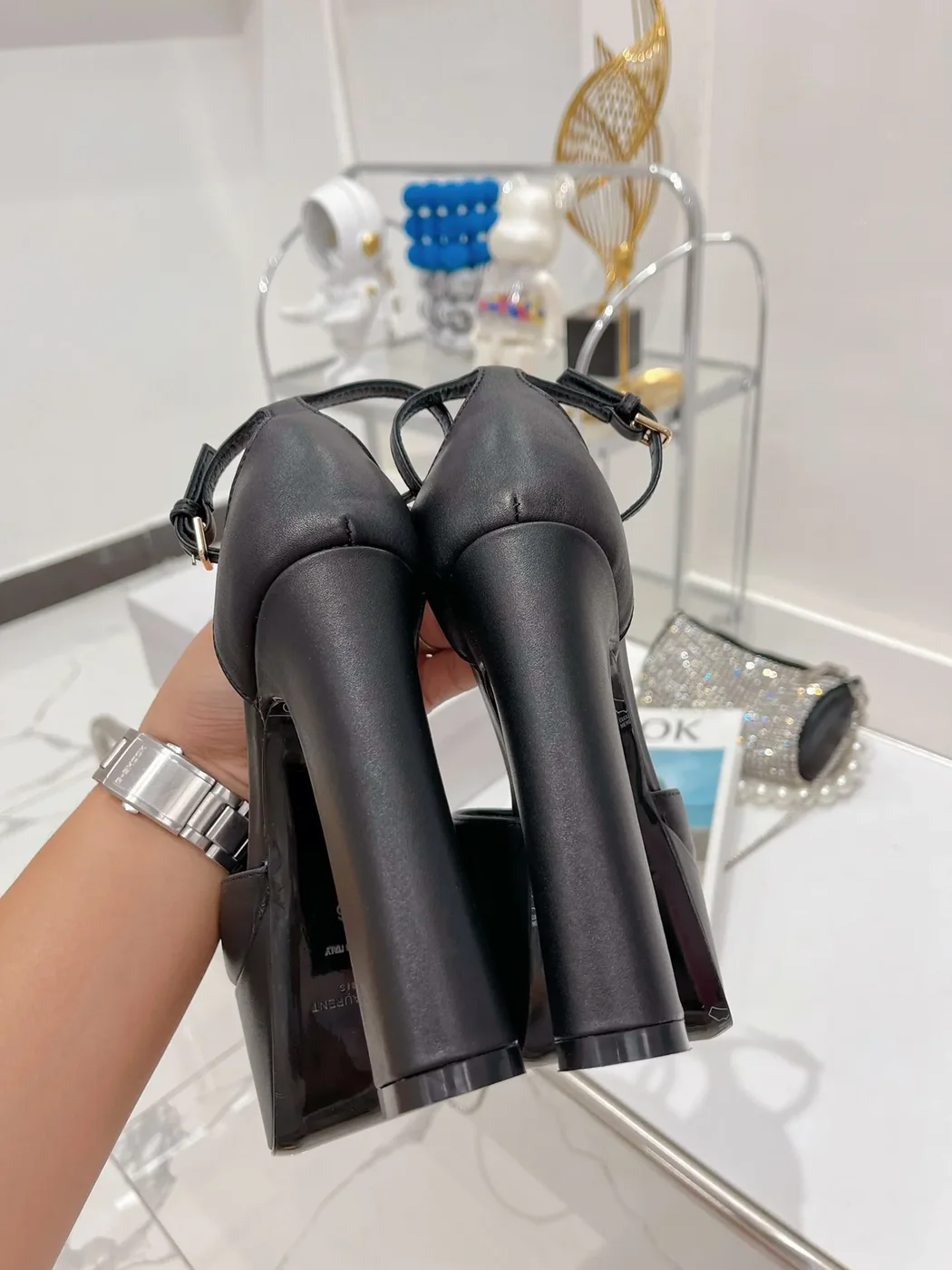 Saint Laurent Jodie Platform Sandals In Smooth Black Saint Laurent Jodie Platform Sandals In Smooth Black