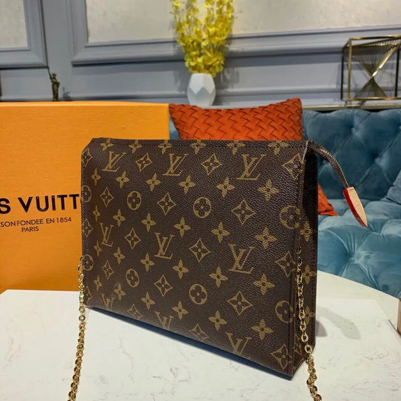 Louis Vuitton Toiletry Pouch On Chain Monogram Canvas Louis Vuitton Toiletry Pouch On Chain Monogram Canvas