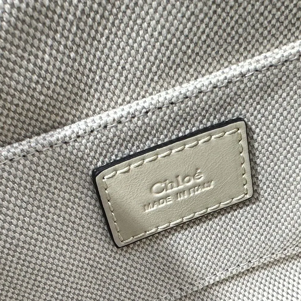 Chloe Small Paraty 24 Bag in Shiny Leather for Women in Beige