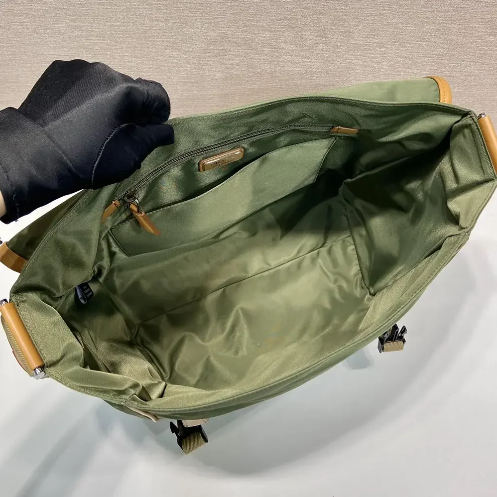 Prada Re-Nylon and Leather Shoulder Bag for Men in Dark Green