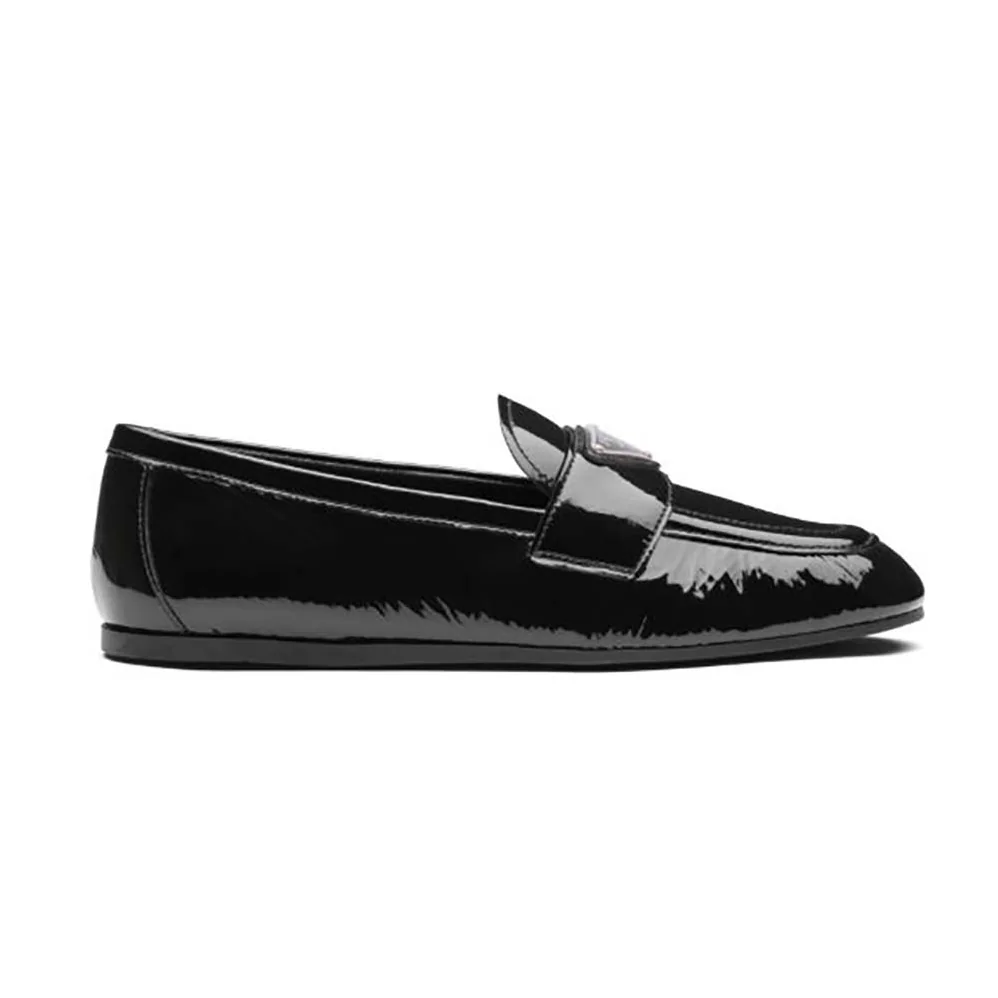 Prada Patent Leather Loafers in 5mm Heel for Women in Black Prada Patent Leather Loafers in 5mm Heel for Women in Black