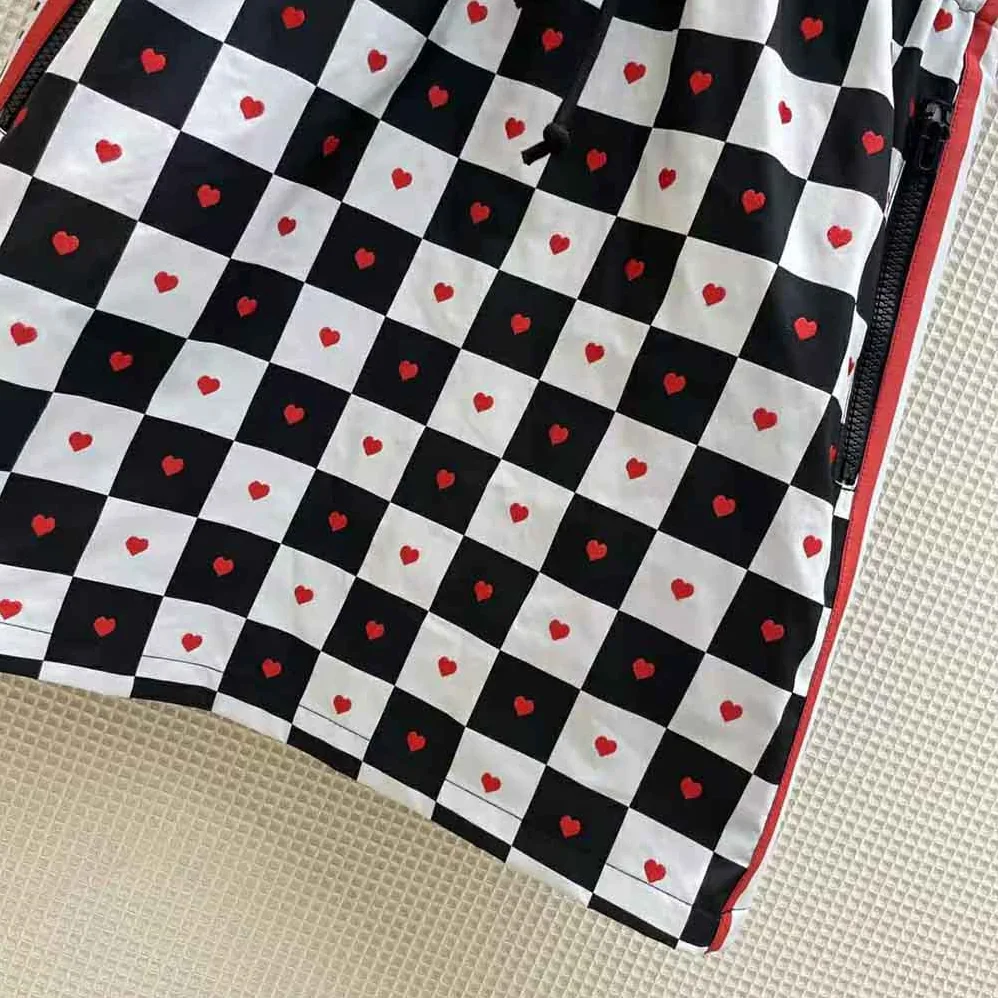 Dior Dioramour Hooded Short Dress Black White and Red D-Chess Heart Technical Taffeta Jacquard for Women Dior Dioramour Hooded Short Dress Black White and Red D-Chess Heart Technical Taffeta Jacquard for Women