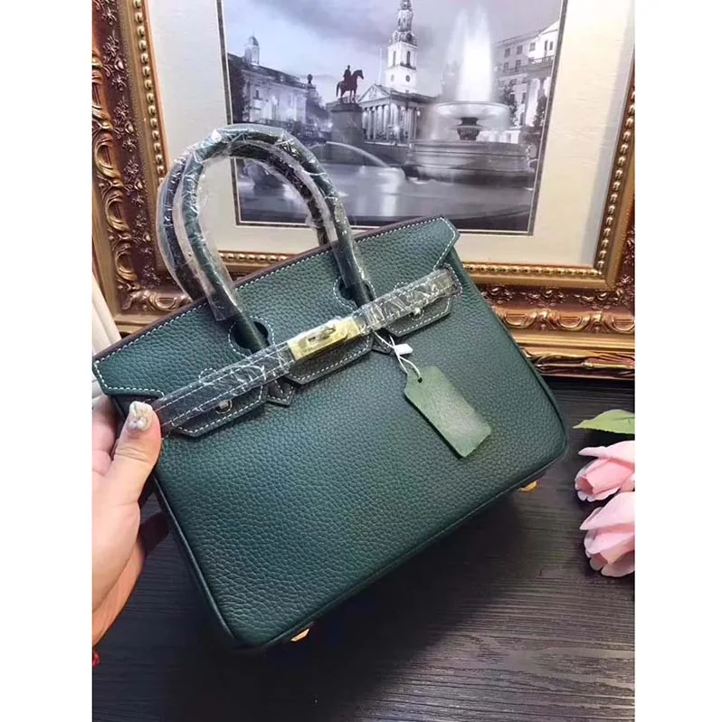 Hermes Birkin 25 Bag in Togo Leather with Silver Hardware in Green Hermes Birkin 25 Bag in Togo Leather with Silver Hardware in Green