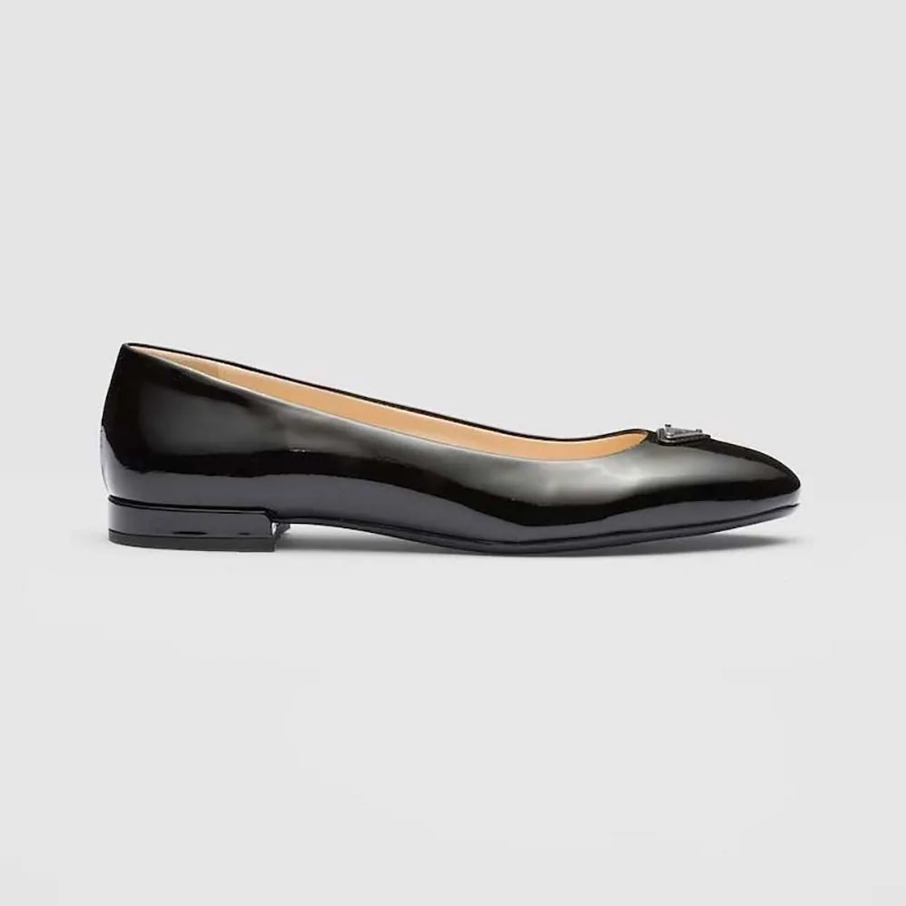 Prada Patent Leather Ballerinas for Women in Black