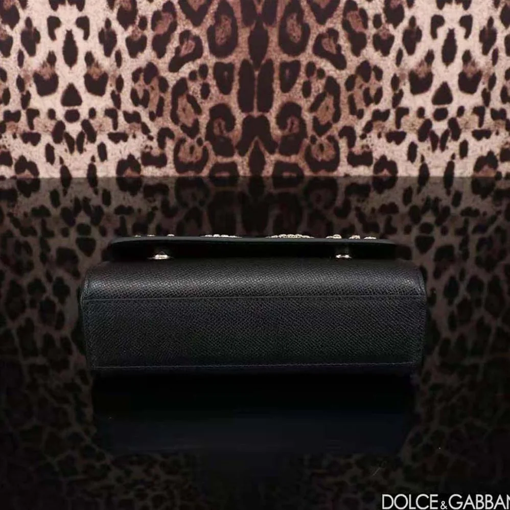 Dolce Gabbana D&G Small Calfskin Sicily Bag with Rhinestones for Women Dolce Gabbana D&G Small Calfskin Sicily Bag with Rhinestones for Women