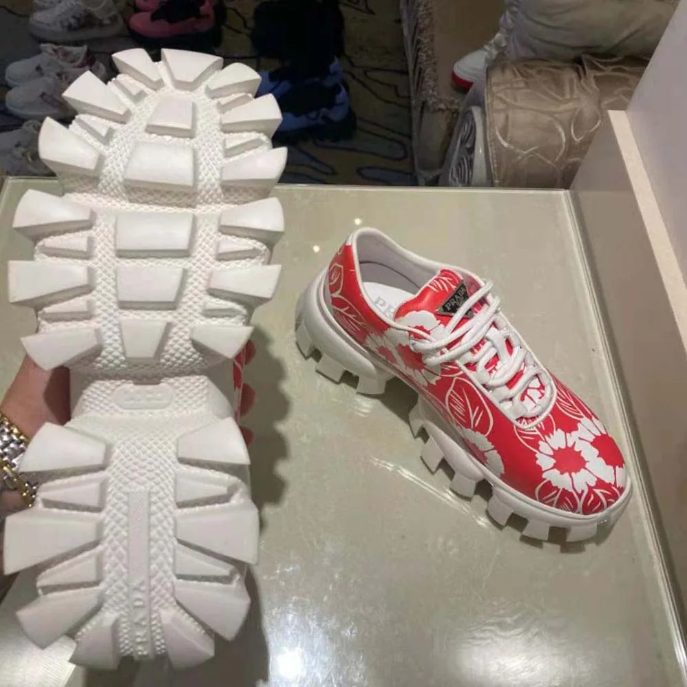 Prada Printed Nylon Sneakers for Women in Red Prada Printed Nylon Sneakers for Women in Red