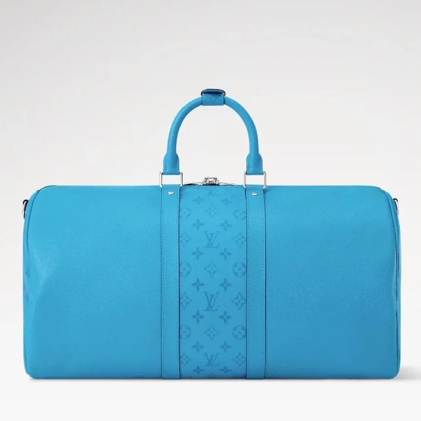 Louis Vuitton Keepall Bandouliere 50 Travel Bag in Tropical Blue Silver Hardware