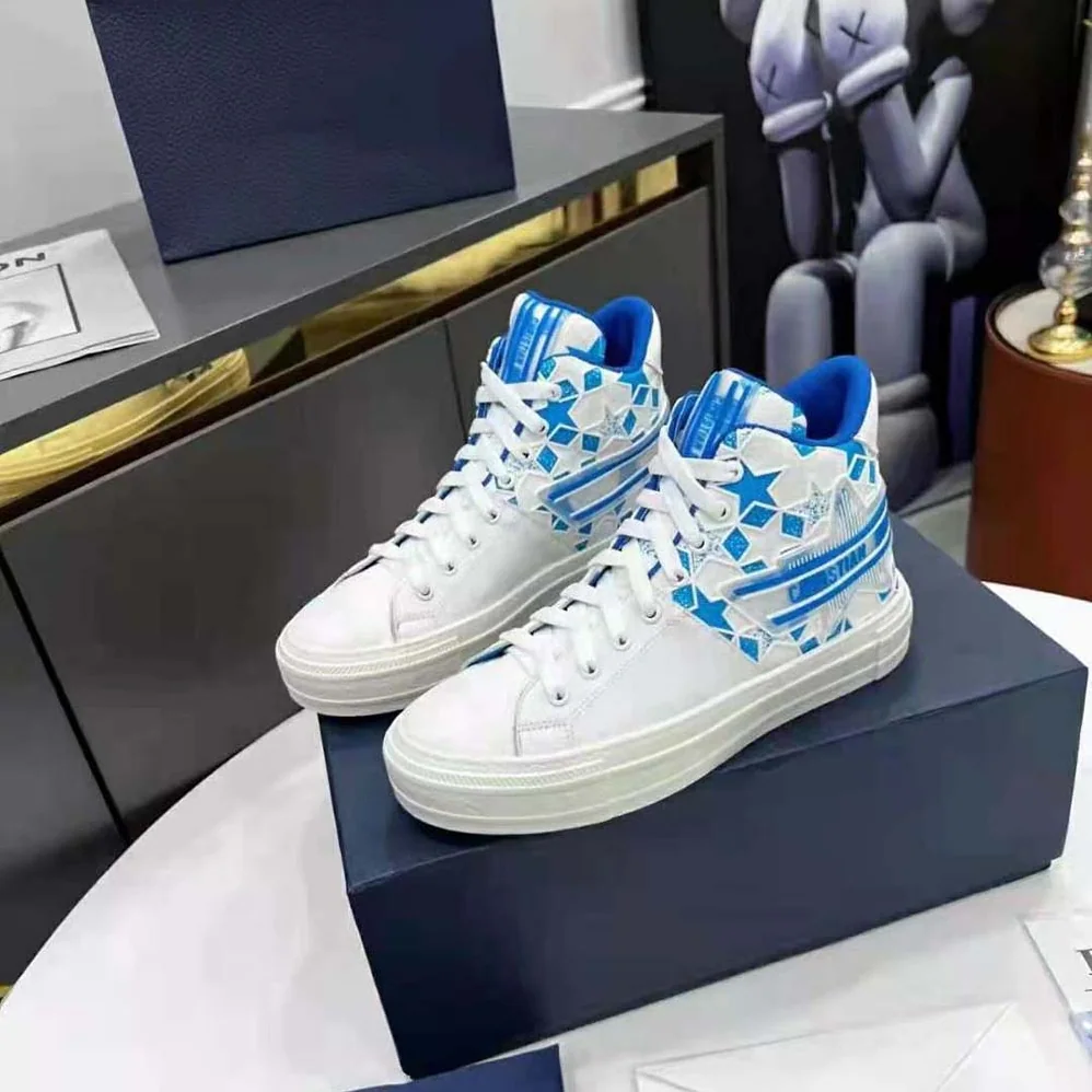 Dior Walk N Dior Star Sneaker Bright Blue and White Calfskin and Technical Fabric for Unisex