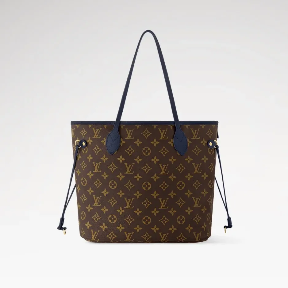 Louis Vuitton Neverfull Inside Out MM Tote Bag in Navy Gold Hardware