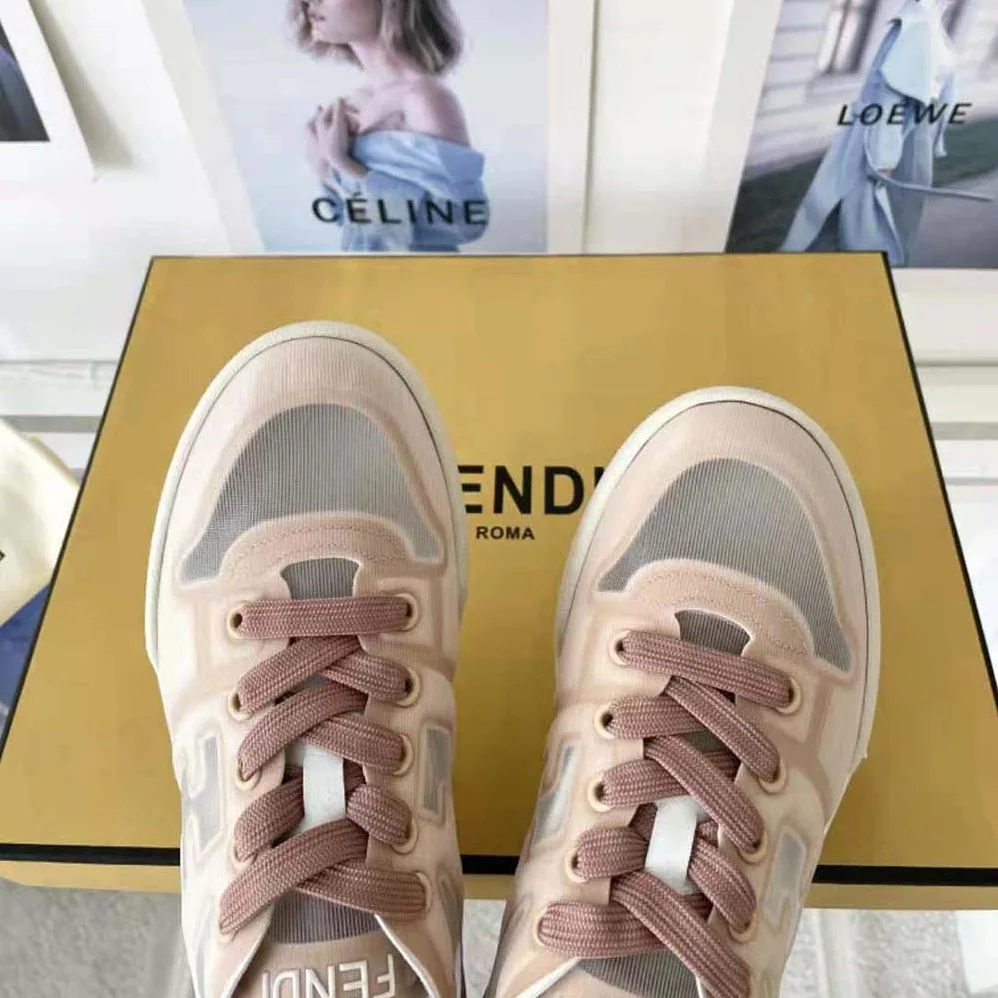 Fendi Match Pink Mesh Low Tops for Unisex