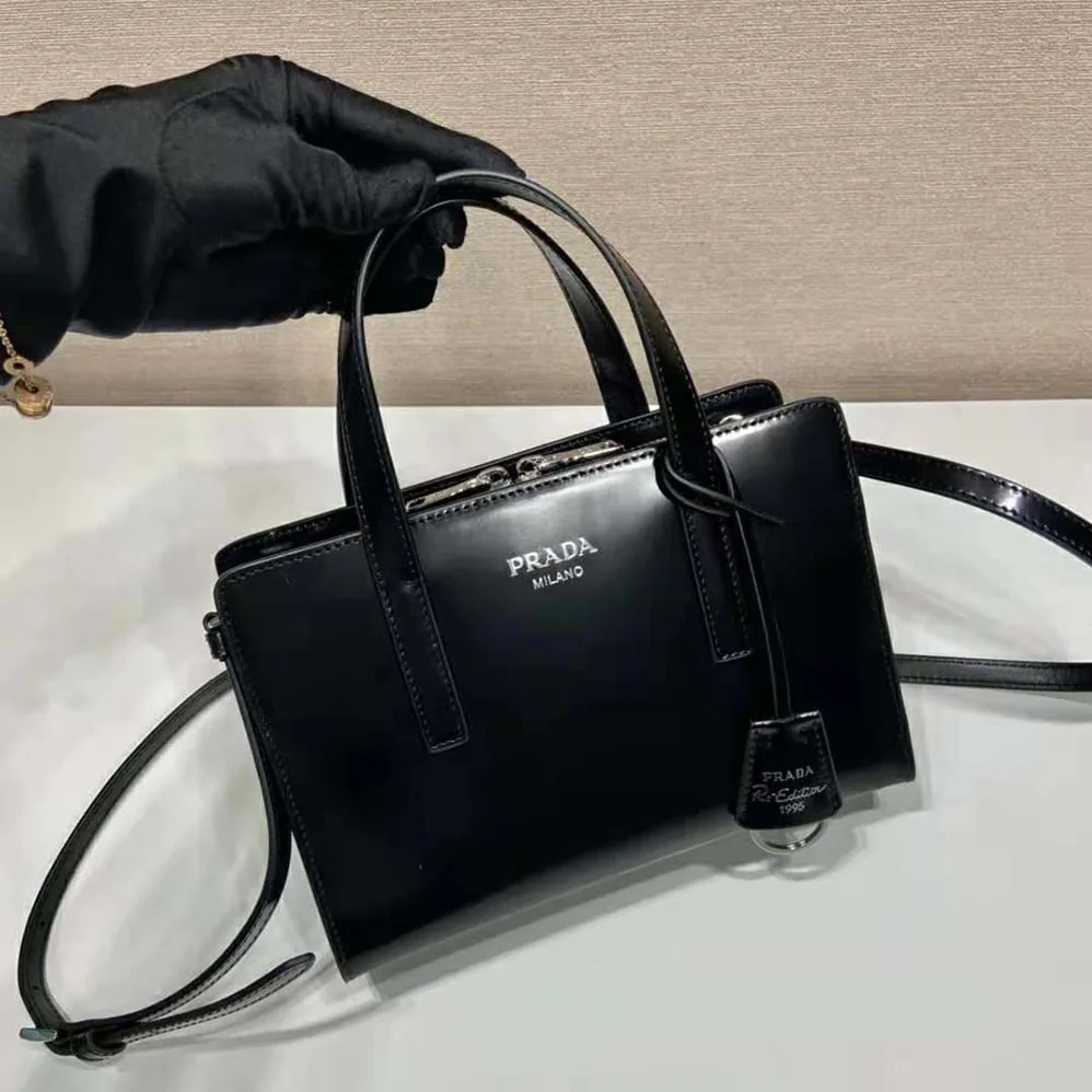 Prada Re-Edition 1995 Brushed-Leather Mini Handbag for Women in Black