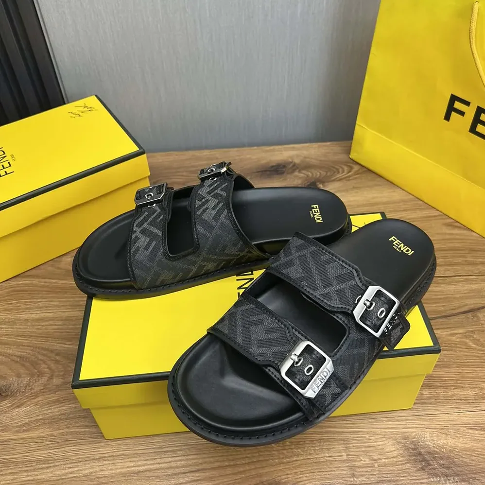 Fendi Feel Sandals FF Jacquard Fabric Sandals for Unisex