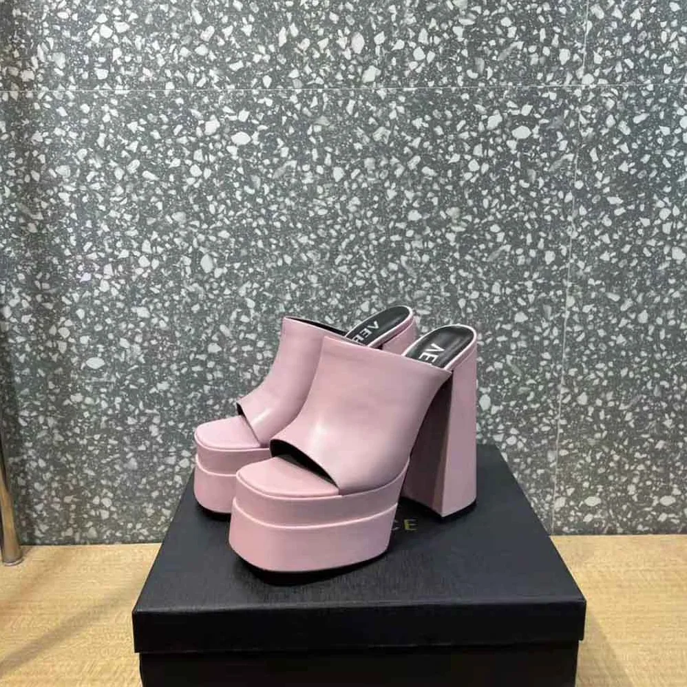 Versace Platform Mules in Calf Leather for Women in Pink