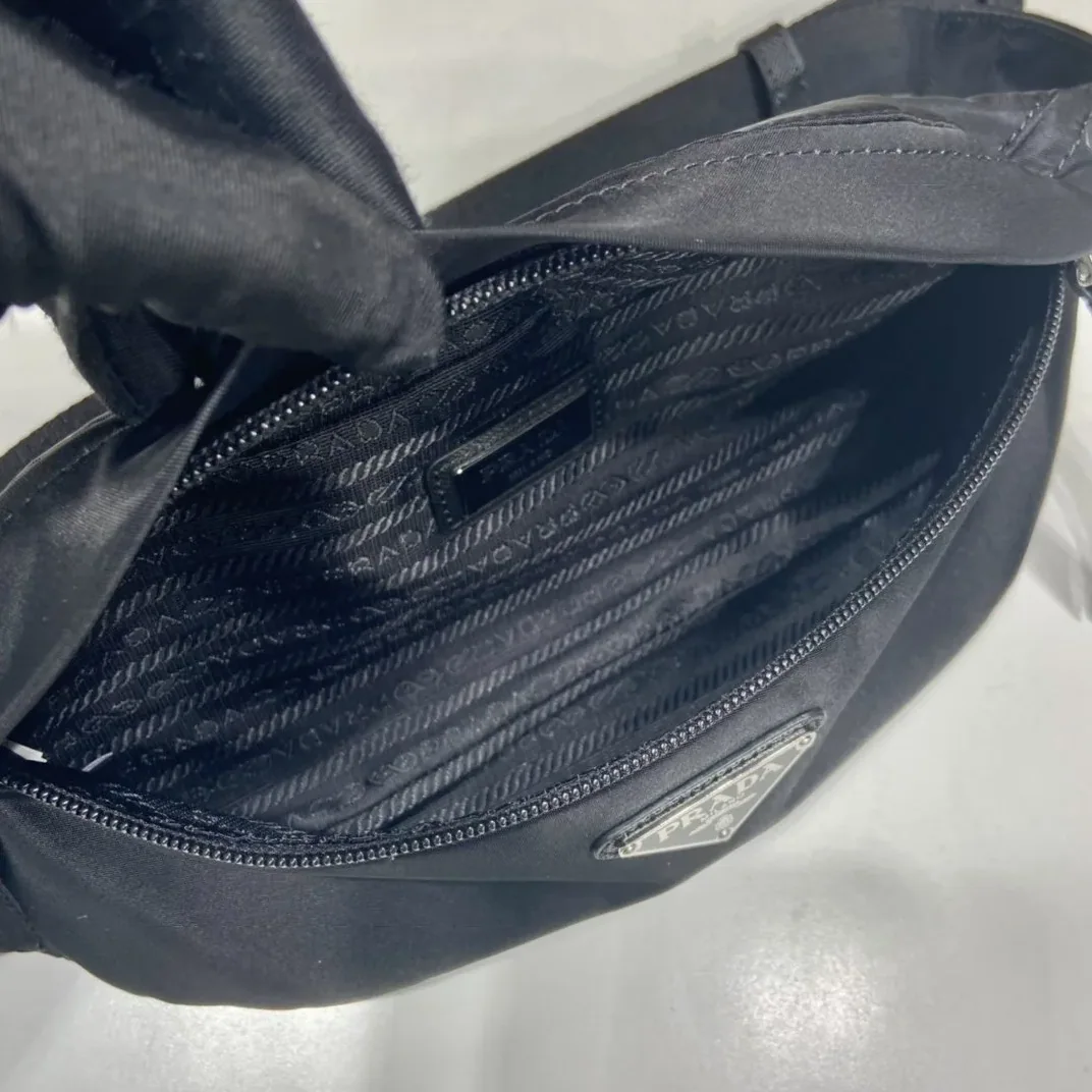 Prada Re-Nylon And Saffiano Belt Bag Black Prada Re-Nylon And Saffiano Belt Bag Black