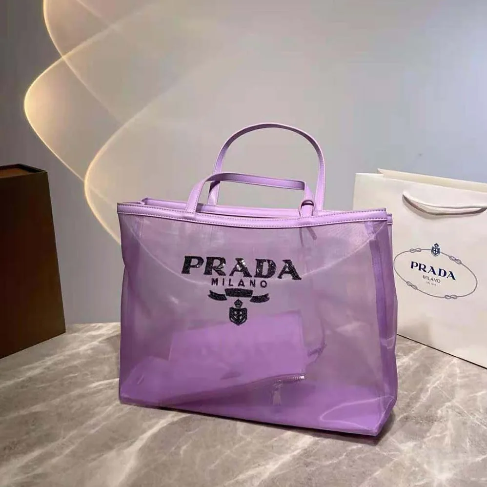 Prada Sequined Mesh Tote Bag for Women in Purple Prada Sequined Mesh Tote Bag for Women in Purple