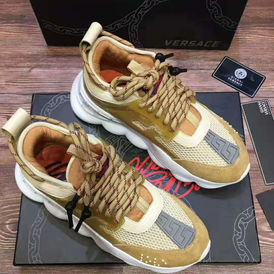 Versace Chain Reaction Sneakers for Men in Gold Versace Chain Reaction Sneakers for Men in Gold