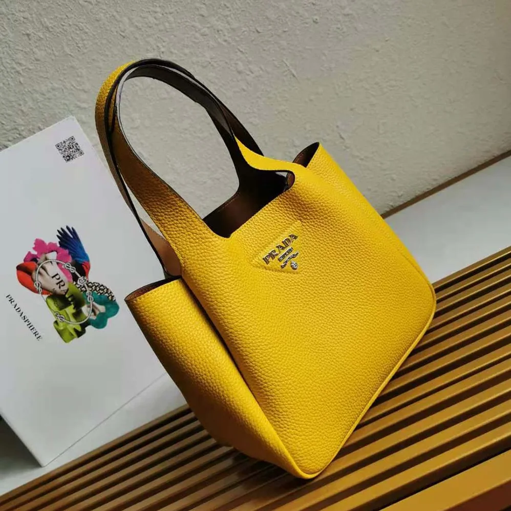 Prada Calf Leather Handbag for Women in Yellow Prada Calf Leather Handbag for Women in Yellow