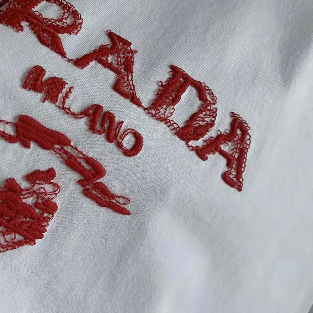 Prada Classic Cotton Crew-Neck T-shirt for Men in Red