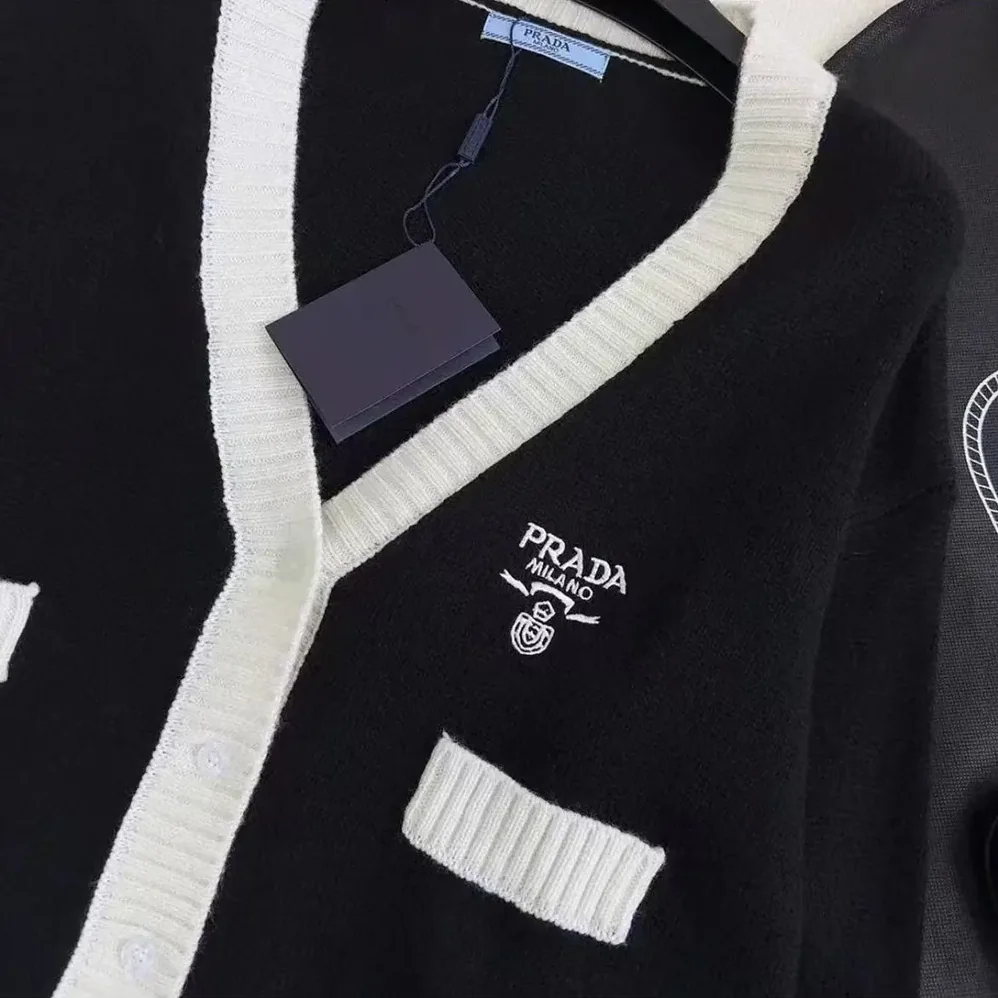Prada Cashmere and Silk Cardigan for Women in Black Prada Cashmere and Silk Cardigan for Women in Black