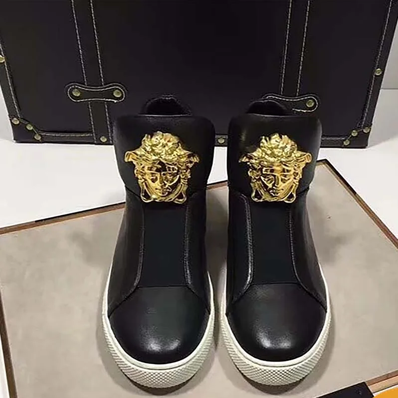 Versace Shoes Palazzo High-Top Sneakers for Men in Black