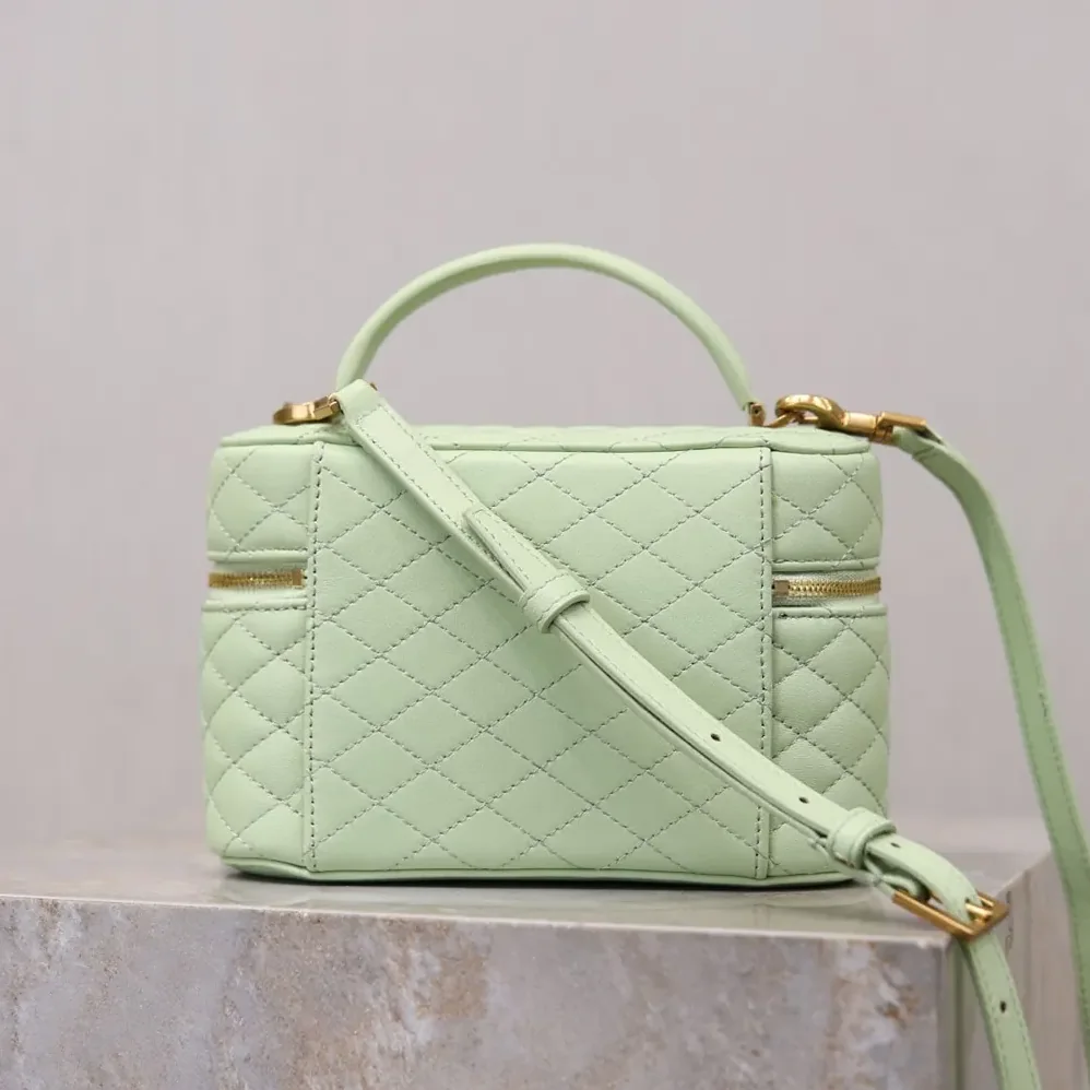 Saint Laurent YSL Gaby Vanity Bag In Lambskin for Women in Aqua Saint Laurent YSL Gaby Vanity Bag In Lambskin for Women in Aqua