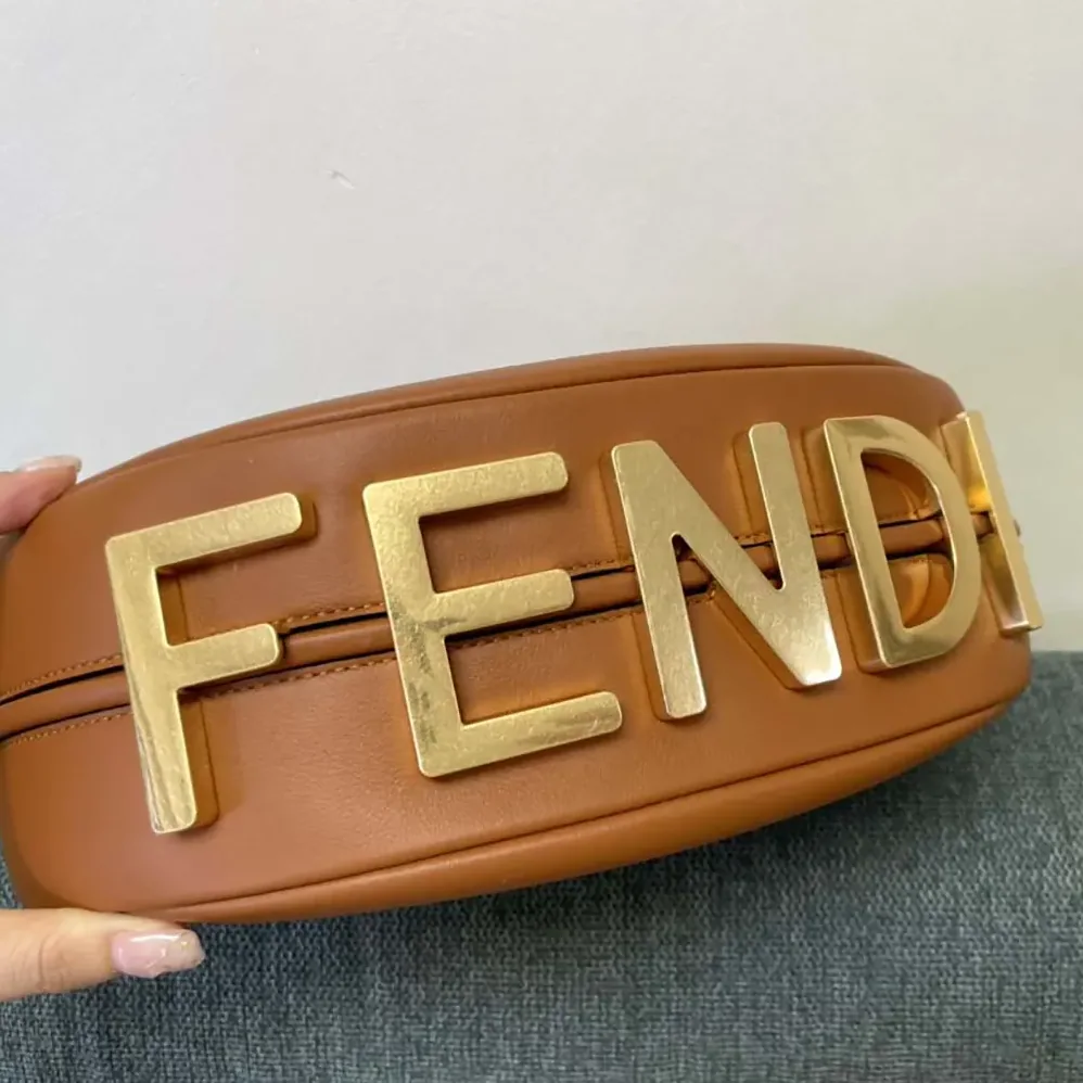 Fendi Fendigraphy Small Brown Leather Bag for Women