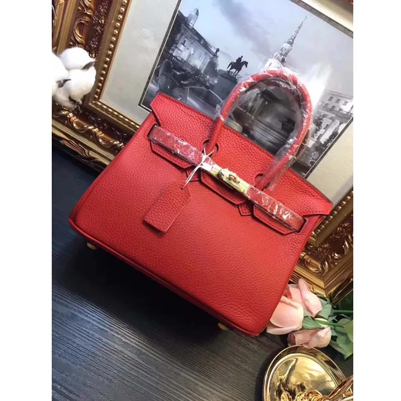 Hermes Birkin 25 Bag in Togo Leather with Gold Hardware in Red