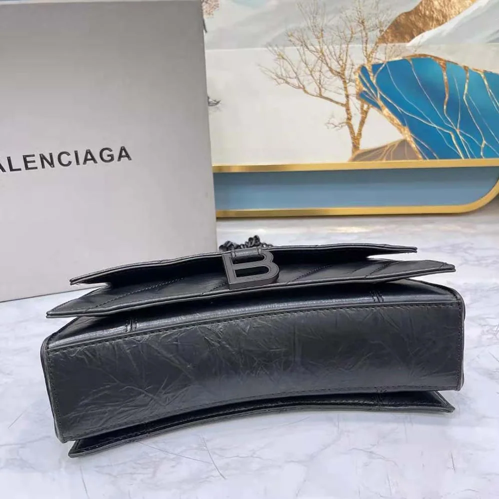 Balenciaga Crush Small Chain Bag Quilted in Black for Women