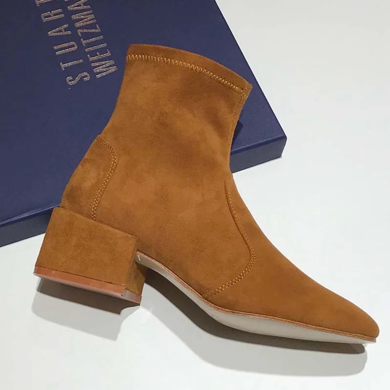 Stuart Weitzman Shoes The Accordion Bootie 40mm Heel for Women in Brown
