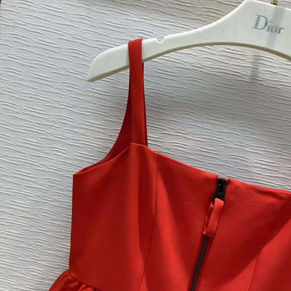 Dior Short Zipped Dress Red Double for Women in Sided Wool Dior Short Zipped Dress Red Double for Women in Sided Wool