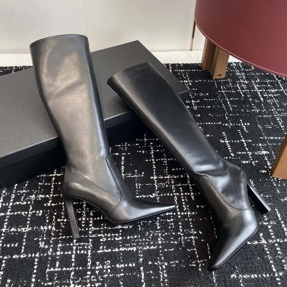 Saint Laurent YSL Francoise Boots In Smooth Leather for Women in Black