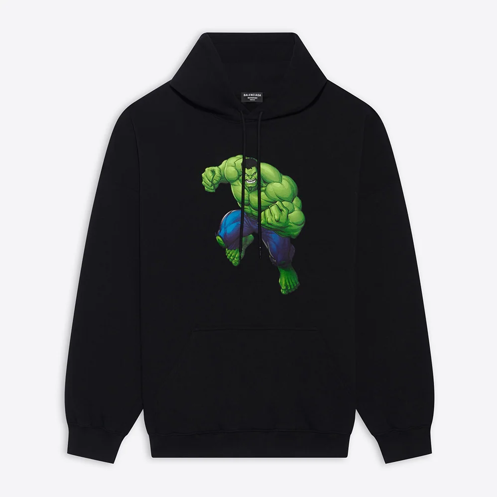 Balenciaga Hulk 2021Marvel Medium Fit Hoodie in Black Medium Fleece for Men
