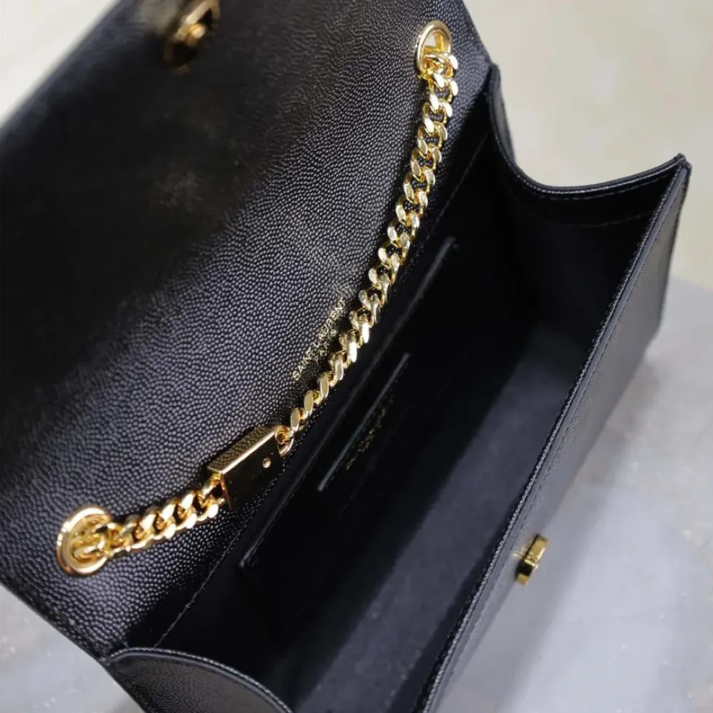 Saint Laurent YSL Kate Medium In Grain De Poudre Embossed Leather Black for Women