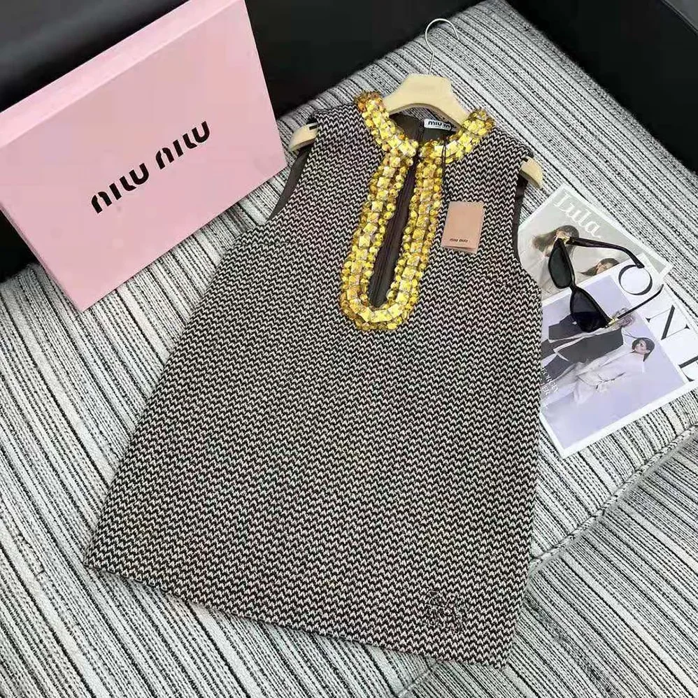 Miu Miu Embroidered Bouclé Mini for Women in dress with Embroidered Logo Miu Miu Embroidered Bouclé Mini for Women in dress with Embroidered Logo