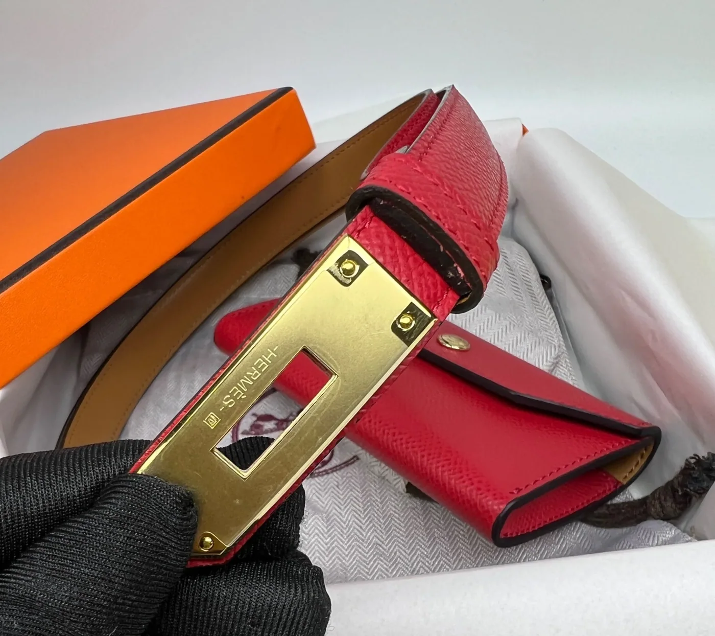 Hermes Kelly Pocket 18 Belt Rouge Radieux