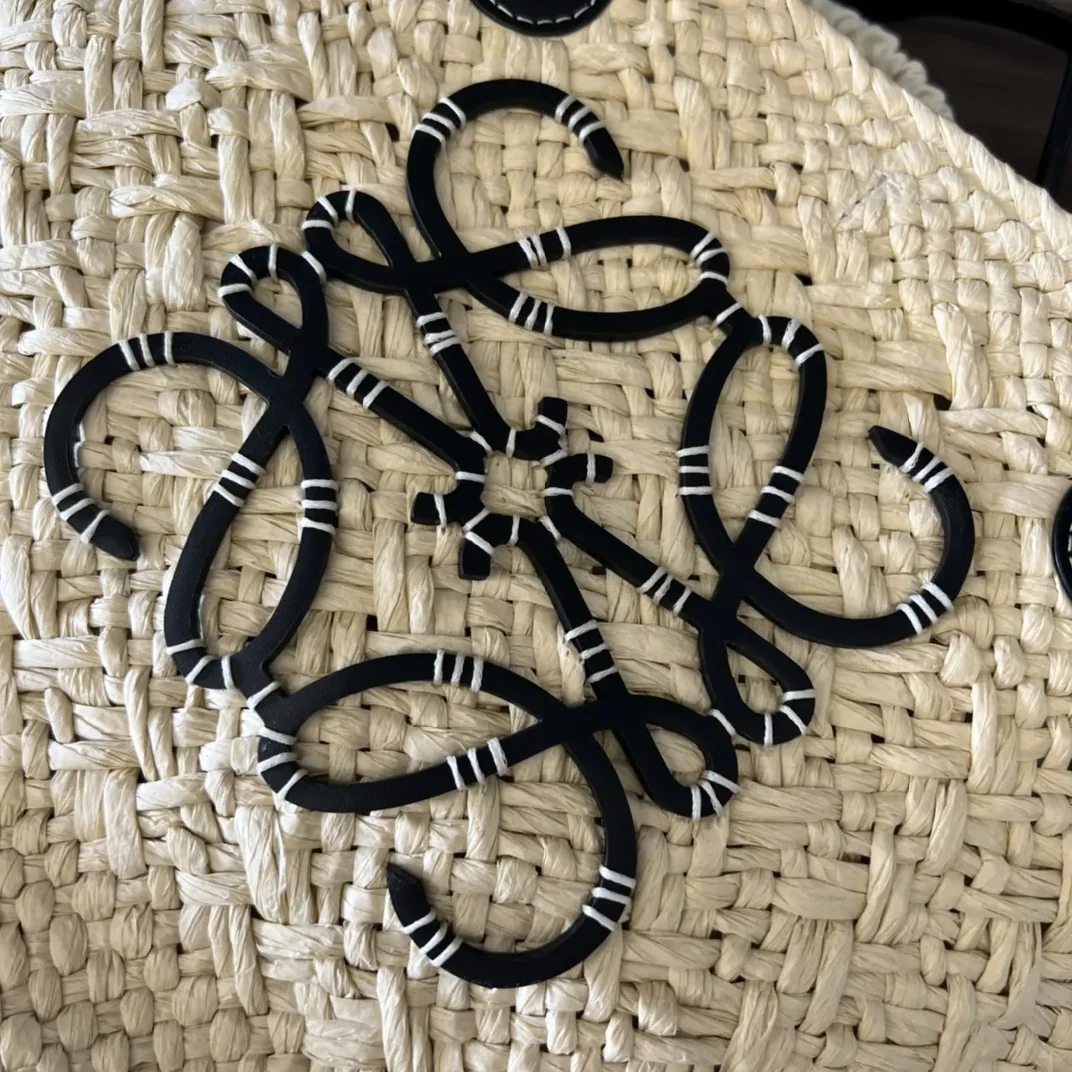 Loewe Anagram Basket Tote Bag Beige Black A223T43X02 Loewe Anagram Basket Tote Bag Beige Black A223T43X02