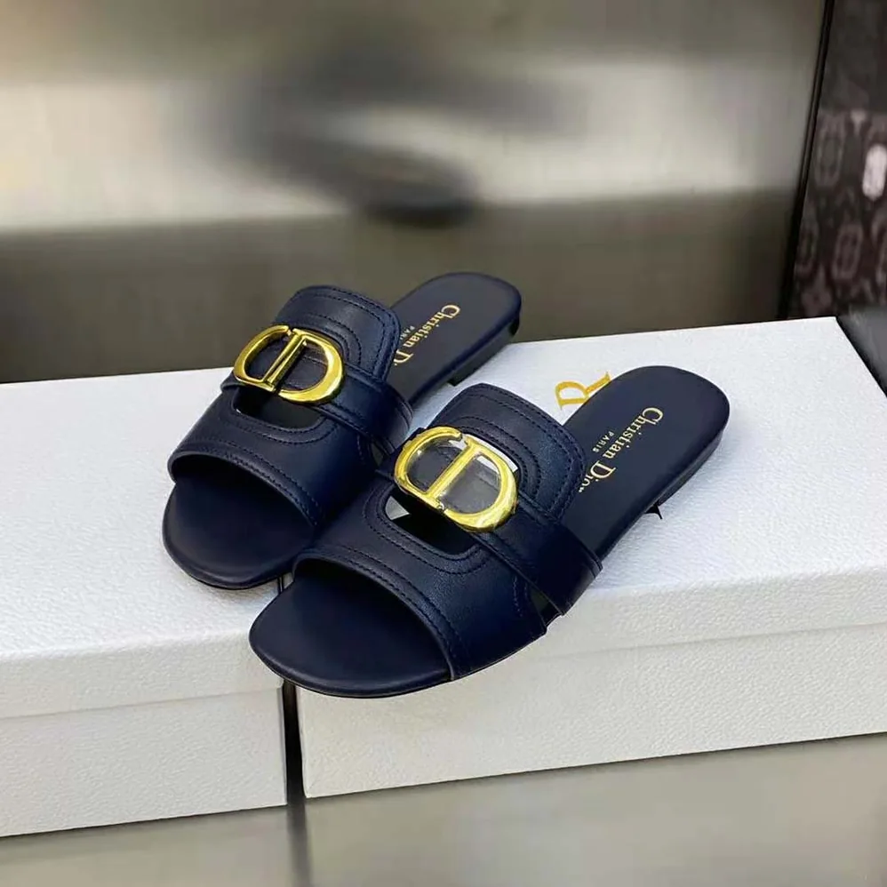Dior 30 Montaigne Slide Black Calfskin for Women Dior 30 Montaigne Slide Black Calfskin for Women