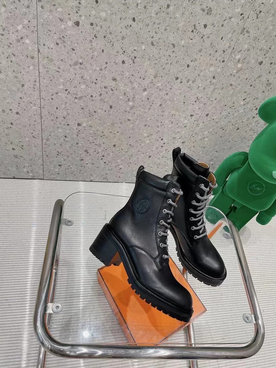 Hermes Bridge Ankle Boots Black