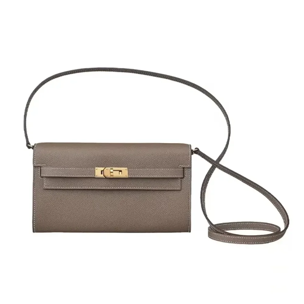 Hermes Kelly To Go in Epsom Leather for Women in Grey/Gold