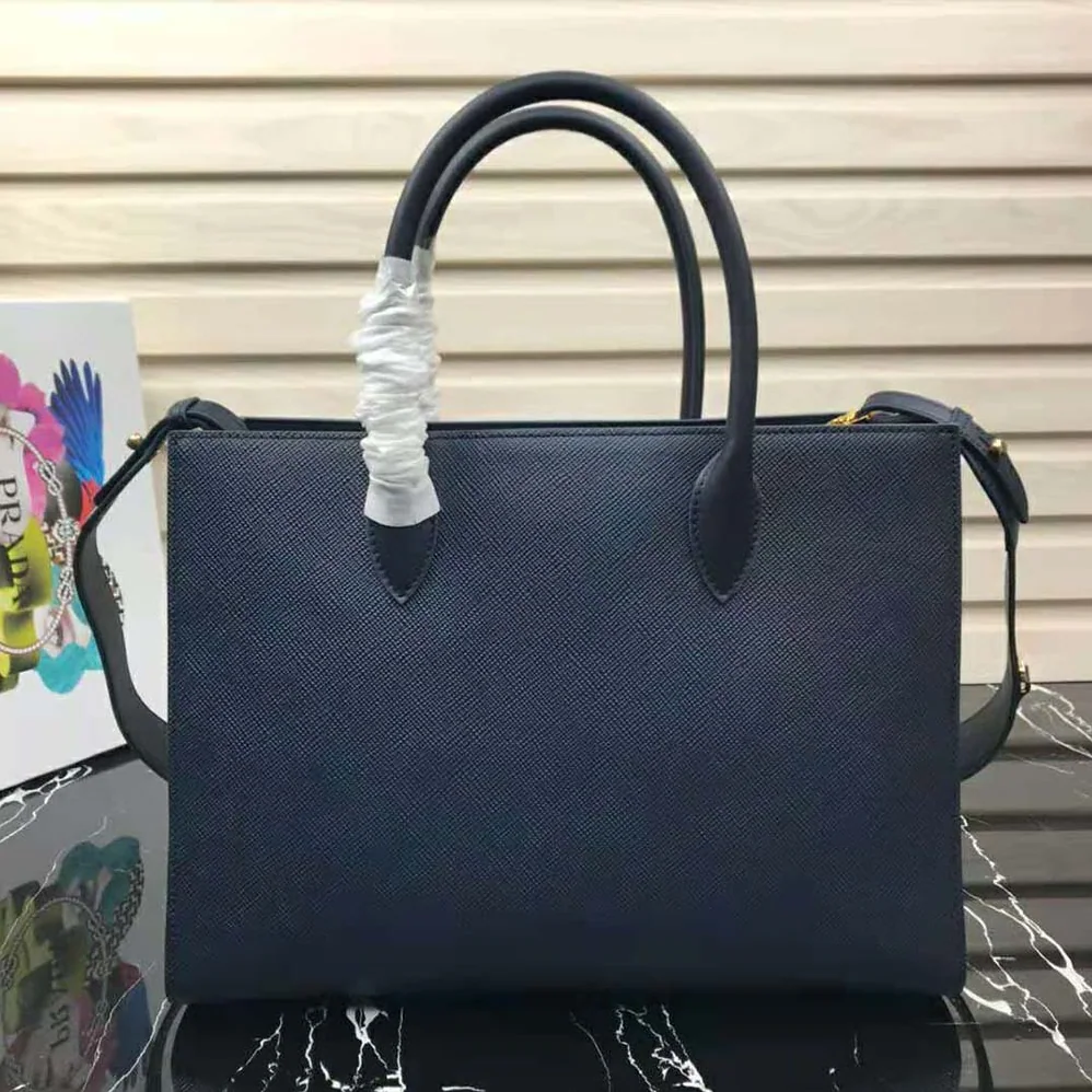 Prada Large Saffiano Leather Handbag for Women in Navy Prada Large Saffiano Leather Handbag for Women in Navy