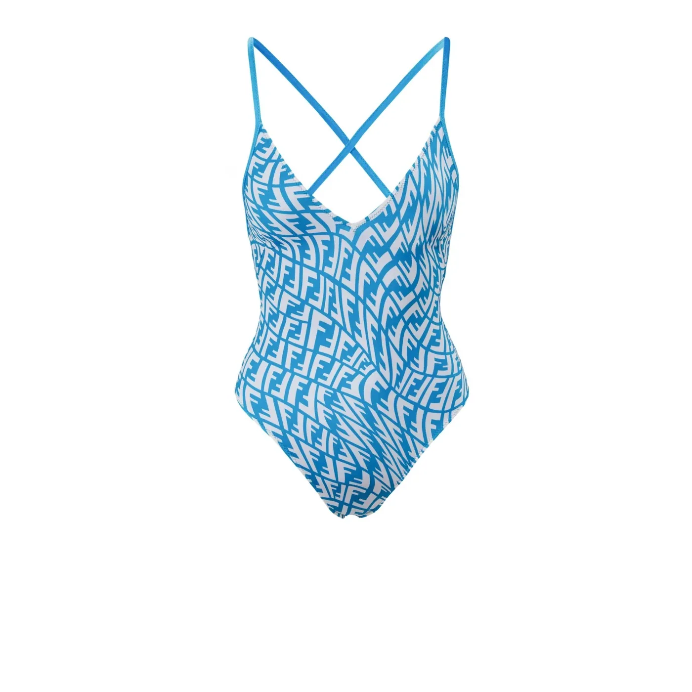 Fendi FF Vertigo V in Neck Swimsuit Blue
