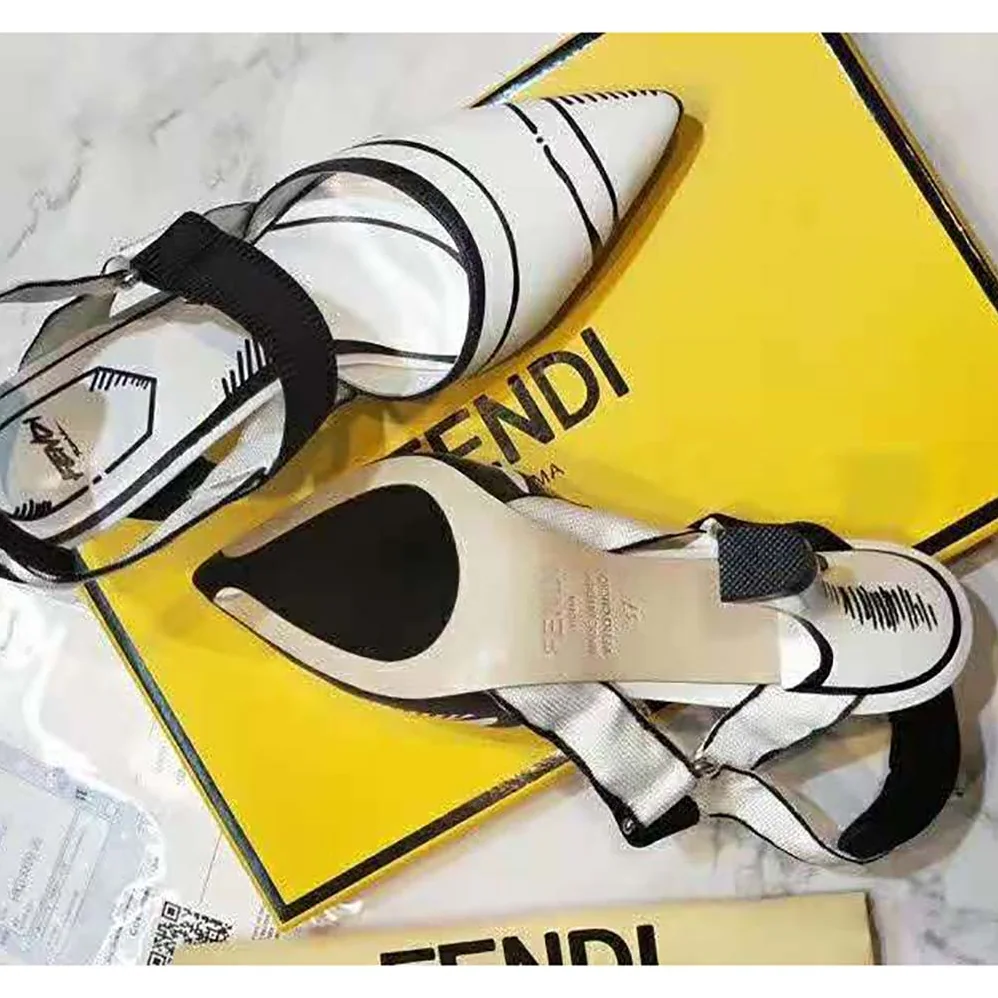 Fendi Slingbacks White Leather Colibrì Slingbacks 85 mm (3.3”) Heel for Women