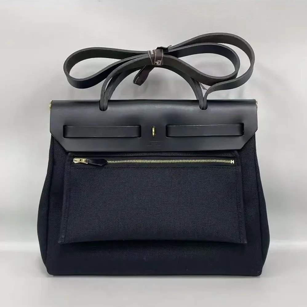 Hermes Herbag Zip 31 Bag for Women in Black/Gold