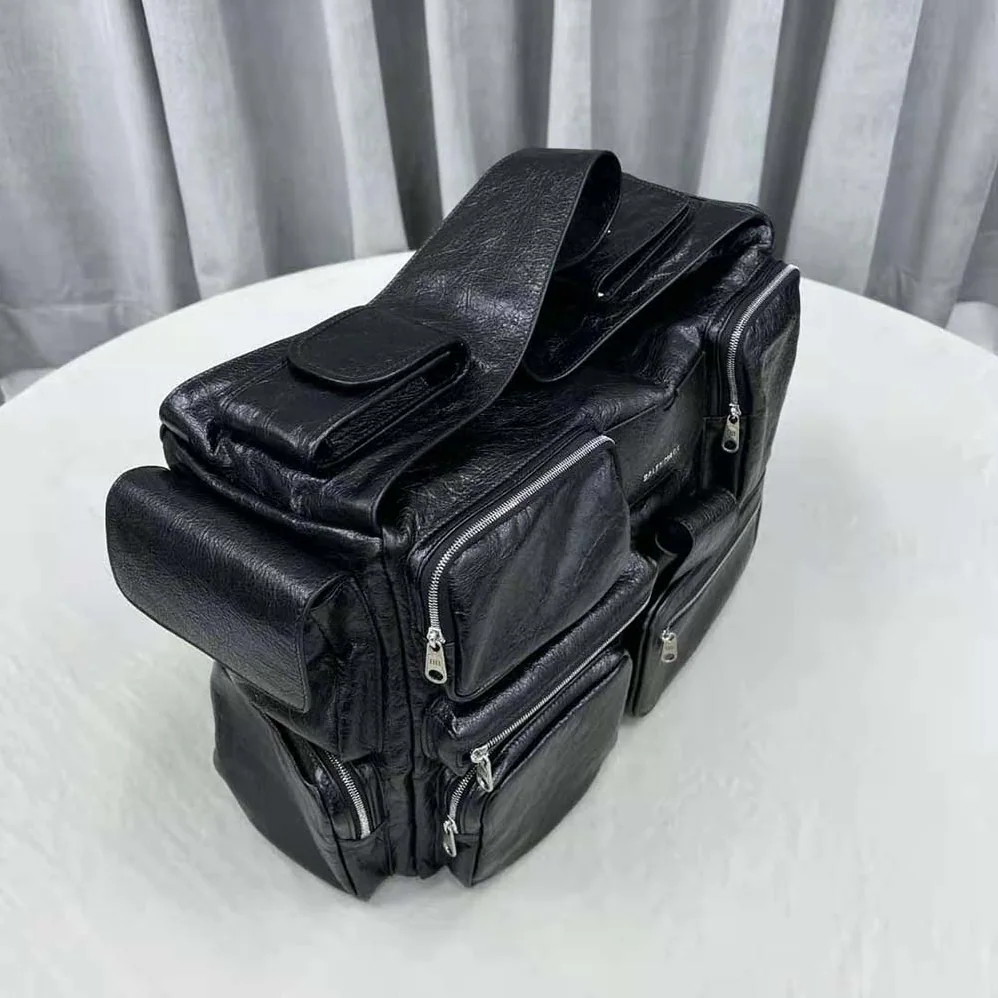 Balenciaga Superbusy Large Sling Bag in off Black Arena Lambskin for Women