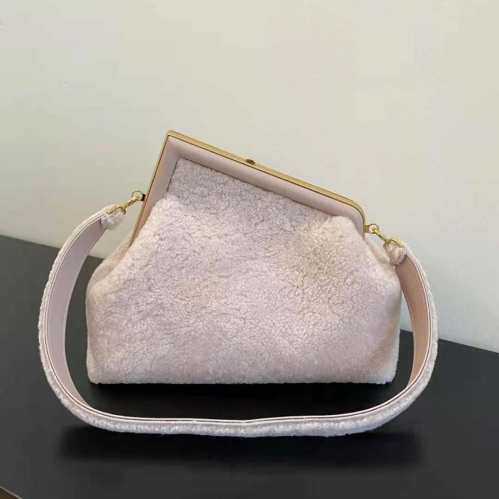 Fendi First Medium Pink Sheepskin Bag for Women