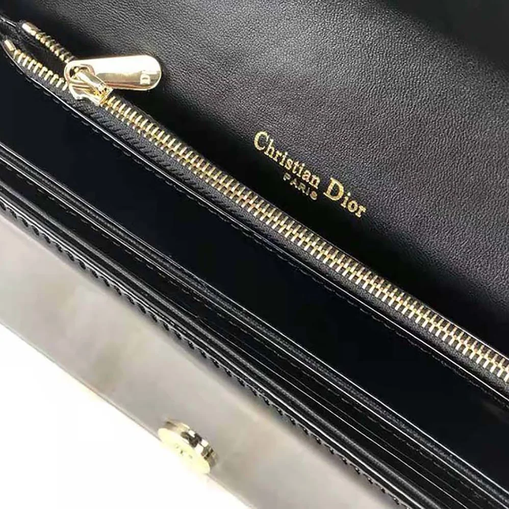 Dior Lady Dior Pouch Patent Cannage Calfskin in Black