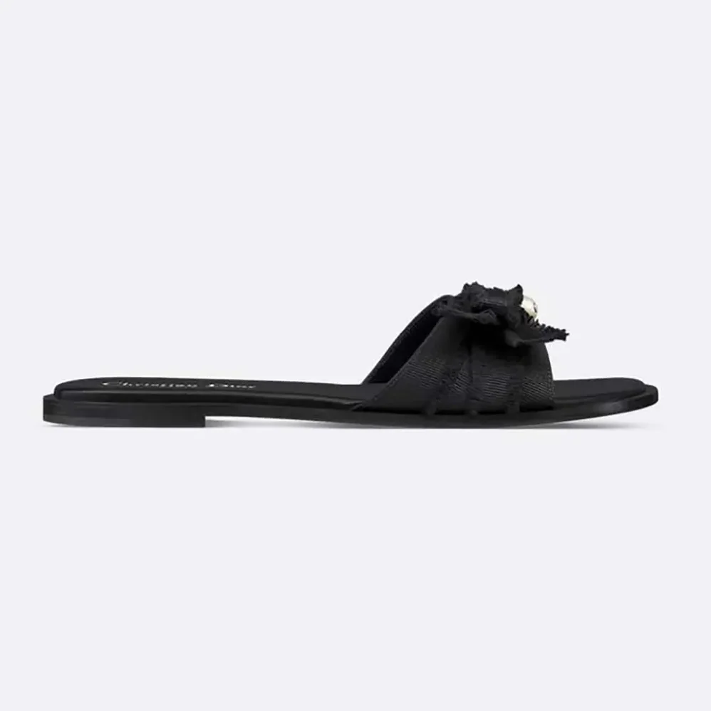 Dior Adiorable Slide Black Fringed Grosgrain for Women Dior Adiorable Slide Black Fringed Grosgrain for Women