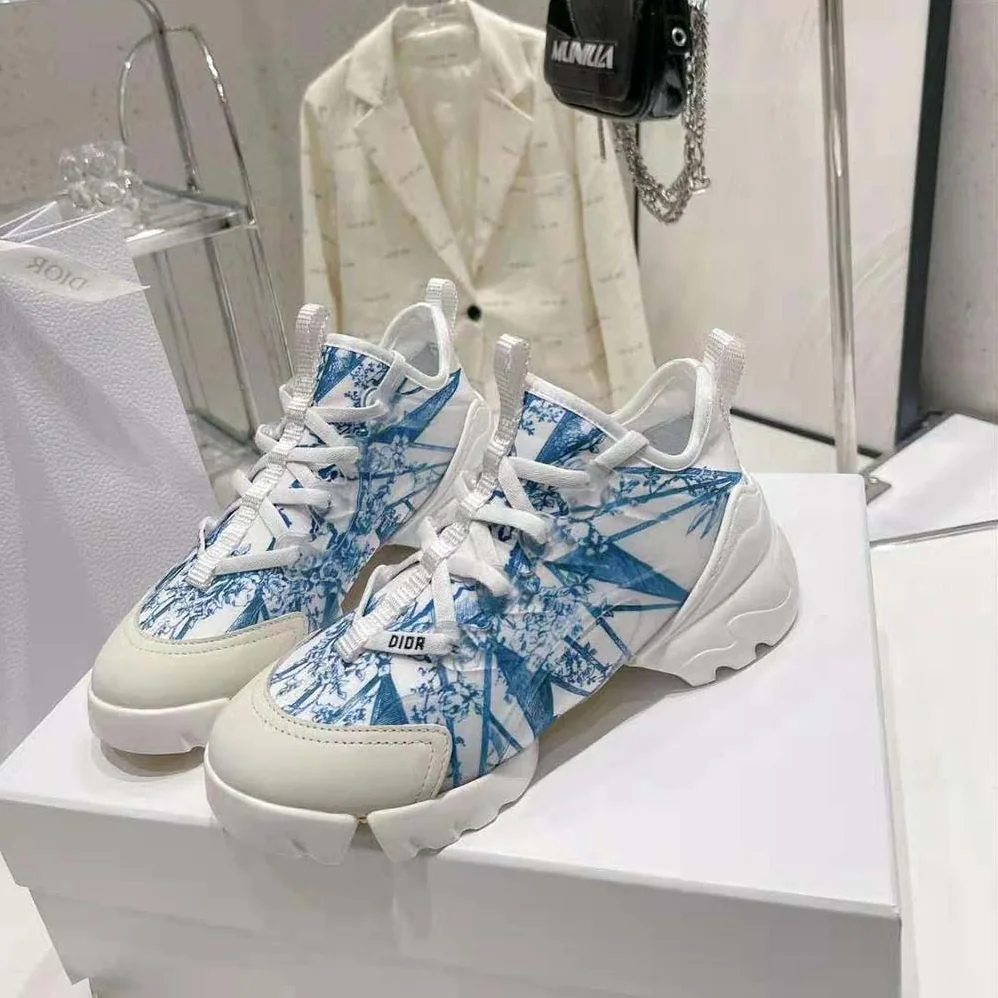 Dior D-Connect Sneaker Blue Multicolor Technical Fabric with Rêve D'Infini Print for Women