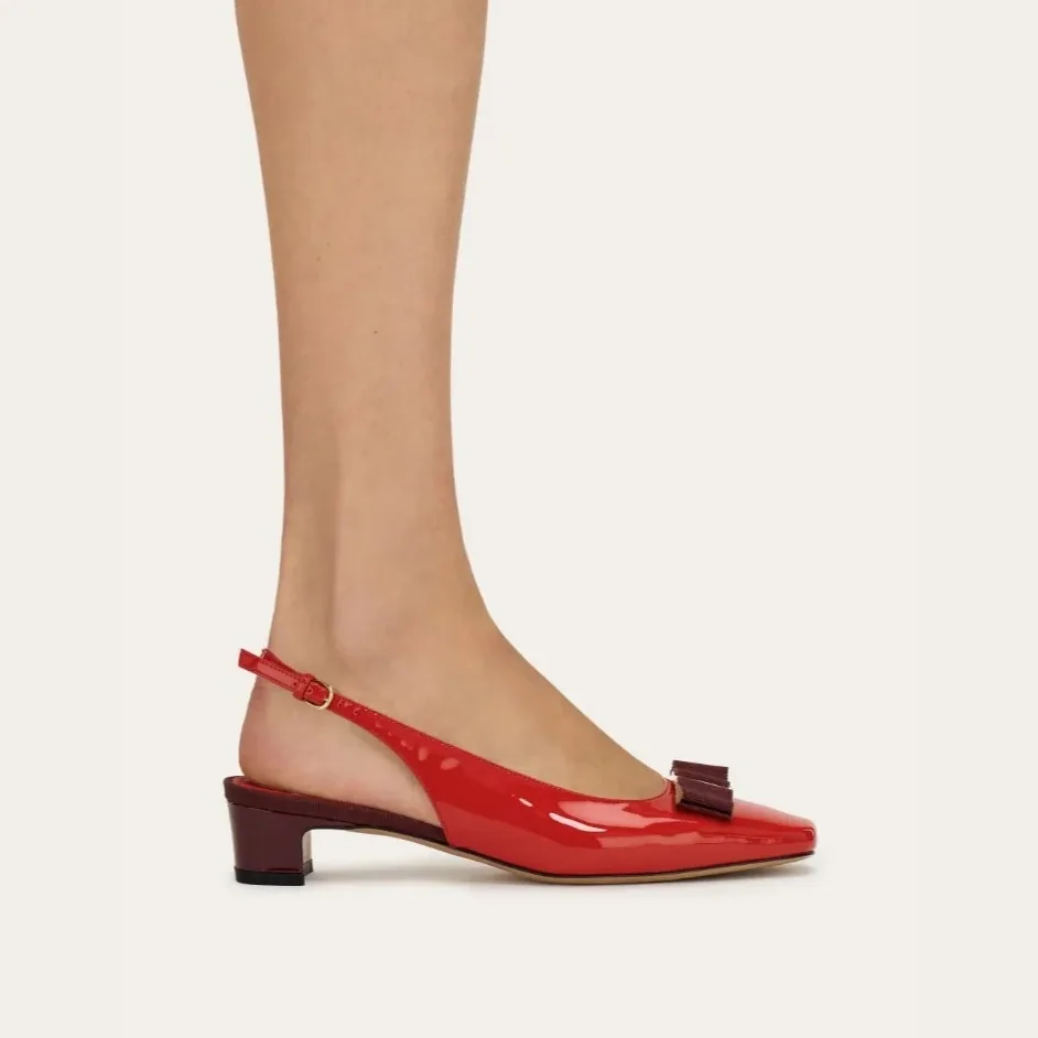 Ferragamo Iconic Bow Slingback Flame Red 01J701 Ferragamo Iconic Bow Slingback Flame Red 01J701